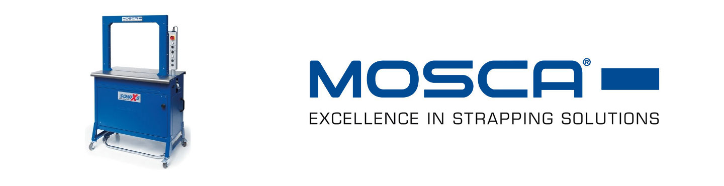 Automatische omsnoeringsmachine MP 6-T en Mosca logo
