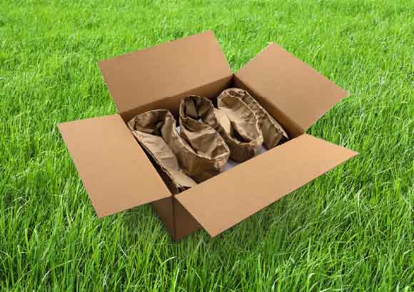 GrasiKraft opvulmateriaal, verpakking in het gras