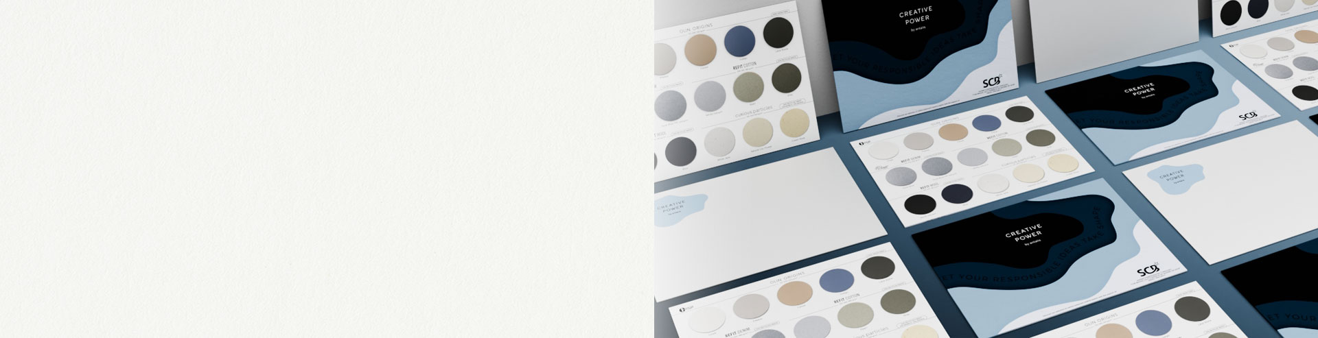 Curious Particles, Refit, Olin Origins : duurzame collecties creatief papier