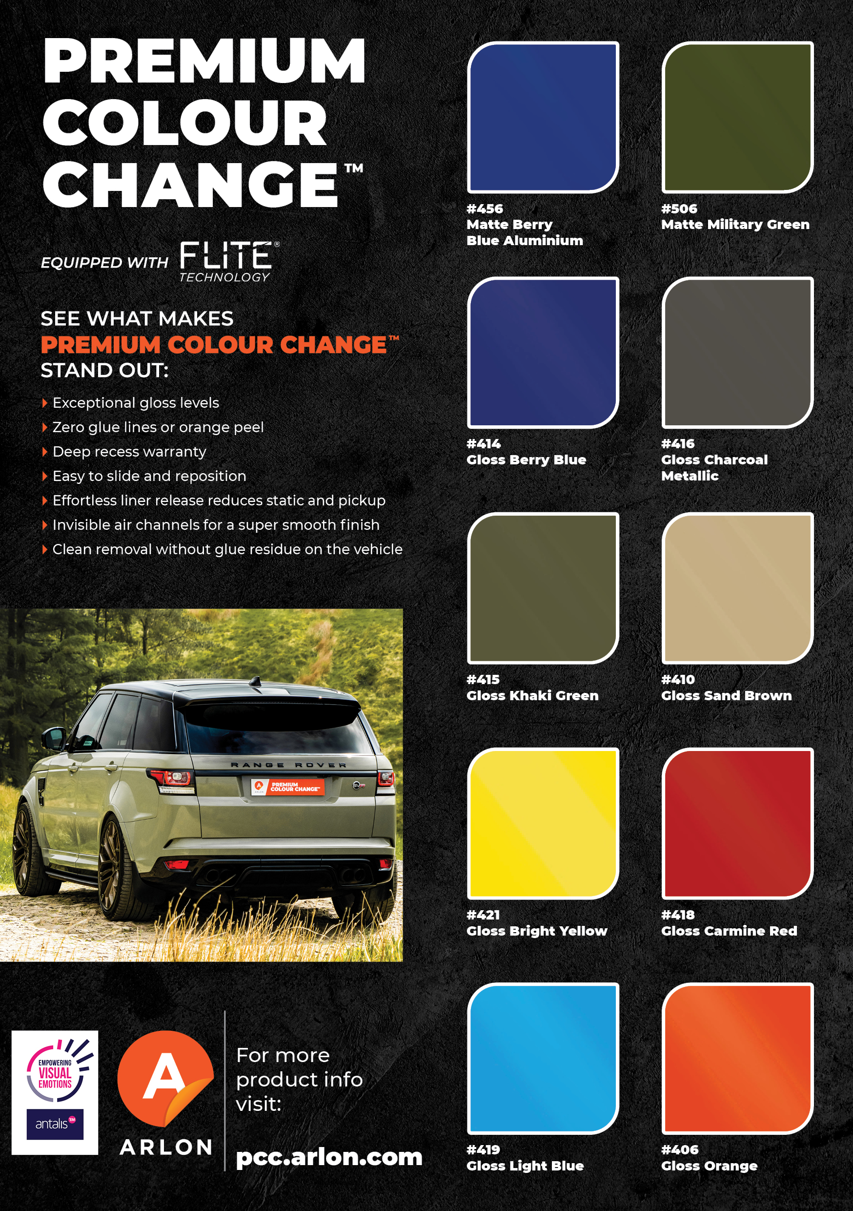Kleurenkaart van Arlon Premium Colour Change