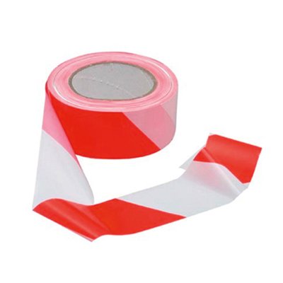 Waarschuwingstape wit/rood 50mm x 100m