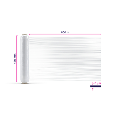 Handrekfilm AXIO 6µ transparant 430mm x 600m