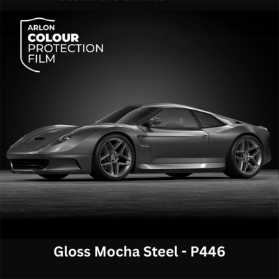 Gekleurde zelfklevende TPU folie voor lakbescherming, Arlon Colour Protection Film, P446 Gloss Mocha Steel glanzend, 1524mm x 18m