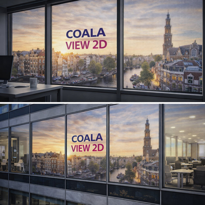 Coala View 2D - Microgeperforeerde zelfklevende folie 60/40 Glanzend wit Zwarte achterkant