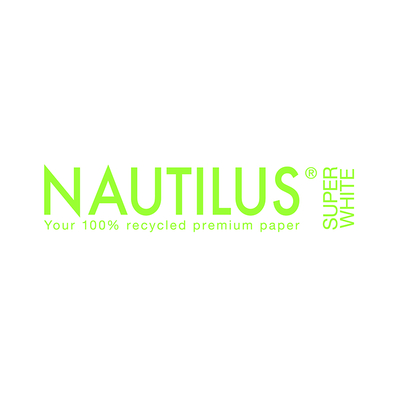 zakomslag Nautilus SuperWhite Recycled Pulp (Hout) venster rechts strip wit 120g 229x324mm doos met grijze puntjes binnendruk FSC®