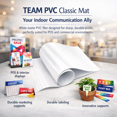 Team PVC Classic Matte Calendered Film — matte witte achterkant voor duurzaam printen