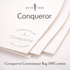 Conqueror, het nieuwe Connoisseur Rag-papier van 100% katoen, wordt vervaardigd op een papiermachine met gegoten cilinders, waardoor het een helder watermerk met schakeringen krijgt