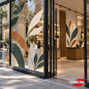 Elegante plantendecoratie op winkelruit uitgevoerd met gekleurde ORACAL 551 snijfolie