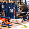 Rollen Poli-Flex Turbo transferflex en voetbalshirt bedrukt met een hittepers