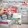 Xerox Premium NeverTear Cling Ultra Transparent – ​​Scheurvaste, herpositioneerbare polyesterfolie, lasergeprint, laat geen resten achter bij verwijdering.