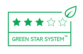Een "Green Star System Packaging" met 3 sterren betekent dat het product in totaal tot 49% uit gerecycleerd (PIR+PCR) of hernieuwbaar materiaal kan bestaan, technisch recycleerbaar is en voldoet aan REACH.
